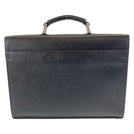 PRADA Business bag leather Black SilverMetal Business bag, briefcase, A4 storage Safiano mens Used Authentic