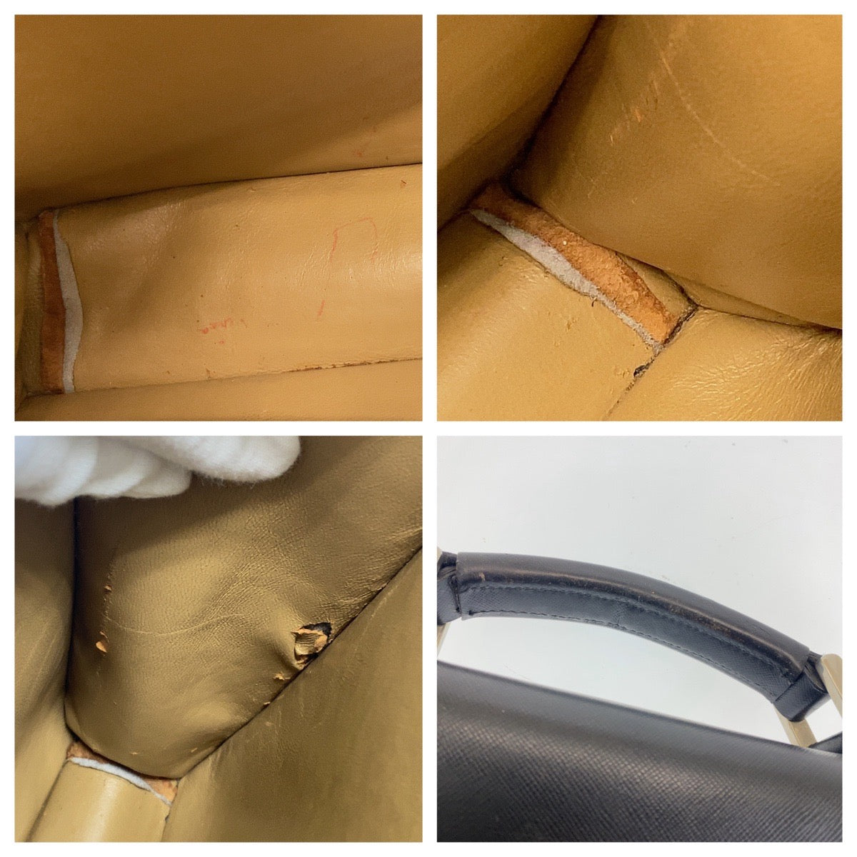 PRADA Business bag leather Black SilverMetal Business bag, briefcase, A4 storage Safiano mens Used Authentic