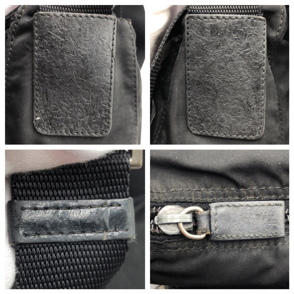 PRADA Shoulder Bag Nylon Black black Shoulder back pochette Test Triangular logo mens Used Authentic