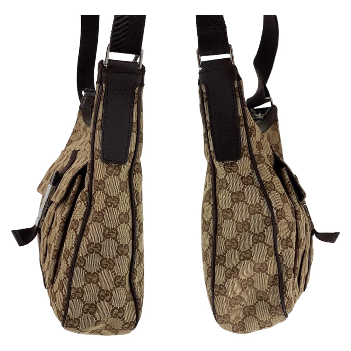 GUCCI Shoulder Bag 131211 GG canvas Beige SilverMetal Crossbody Shoulder Bag Messenger Bag Unisex mens Used Authentic