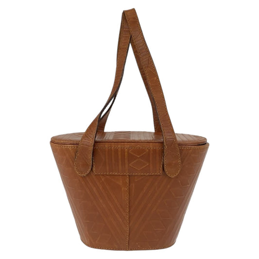 FENDI Handbag Patent leather Camel brown Handbag bucket bag Carving Women Used Authentic