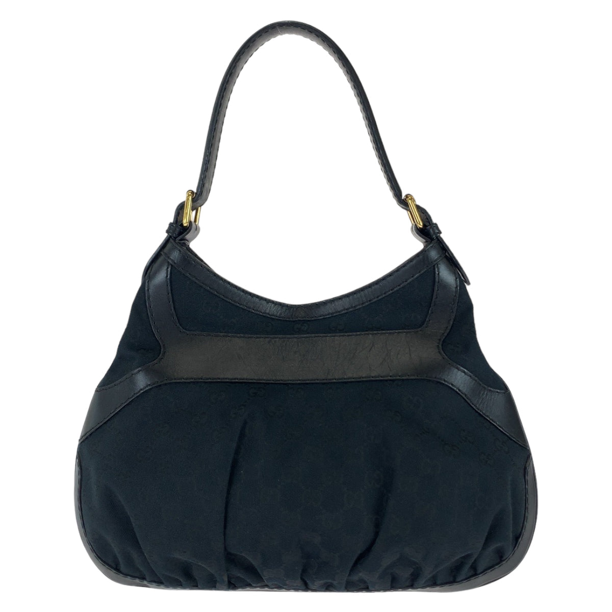 GUCCI Shoulder Bag 189885 GG canvas, leather Black GoldMetal Shoulder Bag handbag Queen Hobo Women Used Authentic
