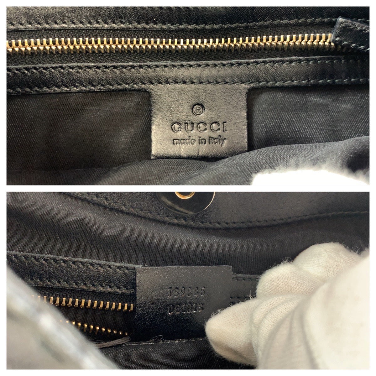 GUCCI Shoulder Bag 189885 GG canvas, leather Black GoldMetal Shoulder Bag handbag Queen Hobo Women Used Authentic