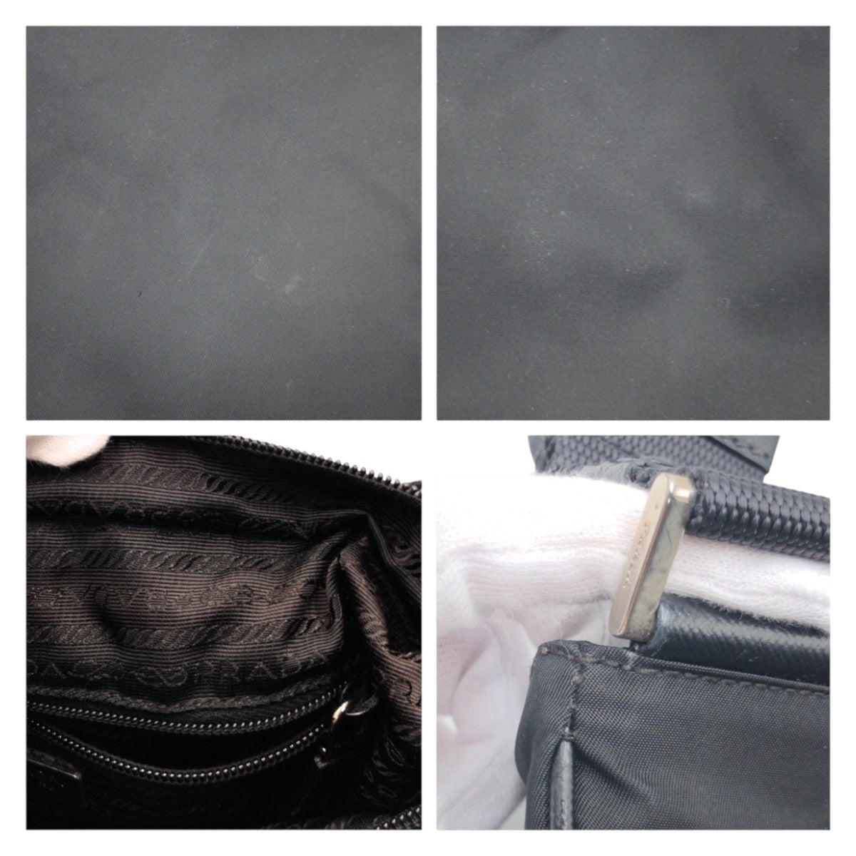 PRADA Shoulder Bag Nylon Black SilverMetal Shoulder Bag pochette Test Triangle With logo mens Used Authentic