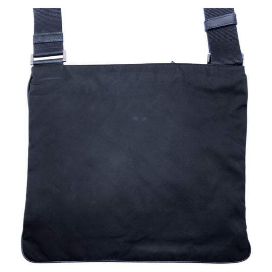 PRADA Shoulder Bag Nylon Black SilverMetal Shoulder Bag pochette Test Triangle With logo mens Used Authentic
