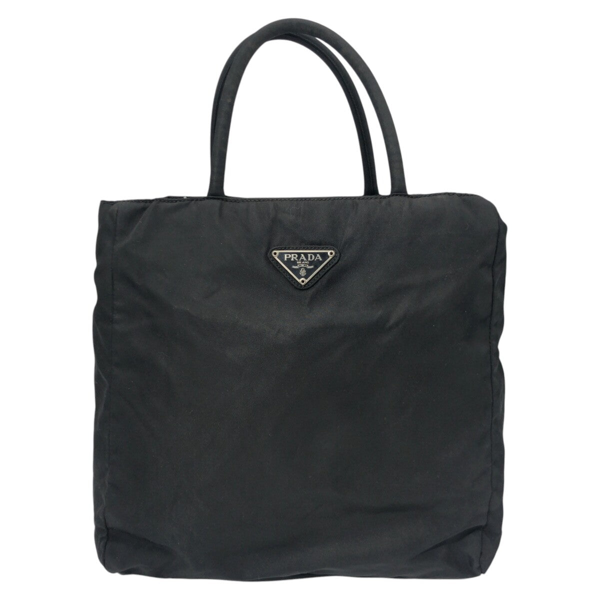 PRADA Tote Bag Nylon Black black Tote Bag handbag Test Triangular logo Women Used Authentic