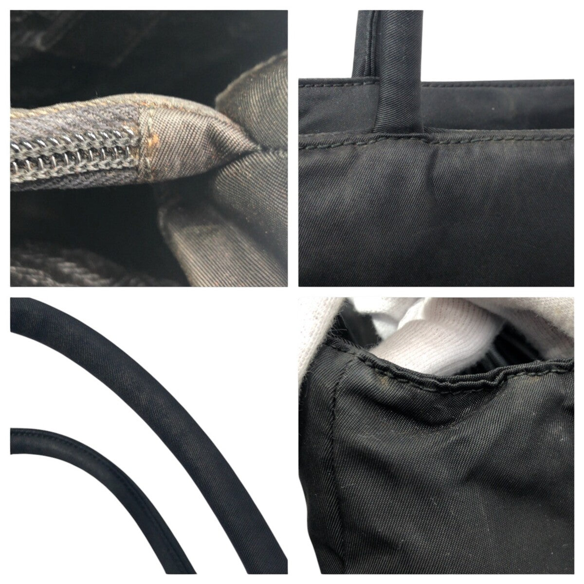 PRADA Tote Bag Nylon Black black Tote Bag handbag Test Triangular logo Women Used Authentic