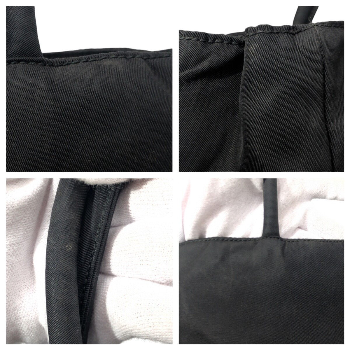 PRADA Tote Bag Nylon Black black Tote Bag handbag Test Triangular logo Women Used Authentic