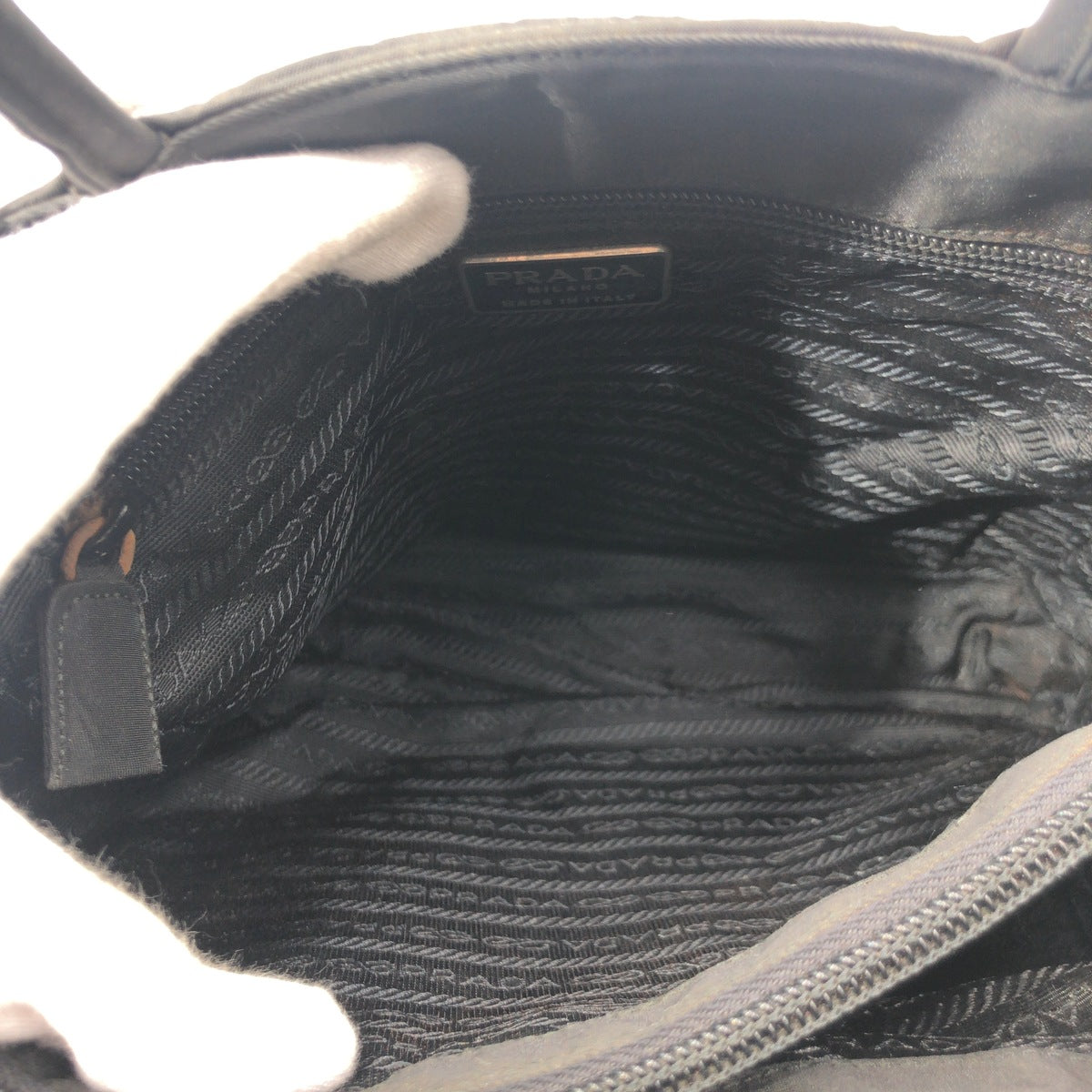 PRADA Tote Bag Nylon Black black Tote Bag handbag Test Triangular logo Women Used Authentic