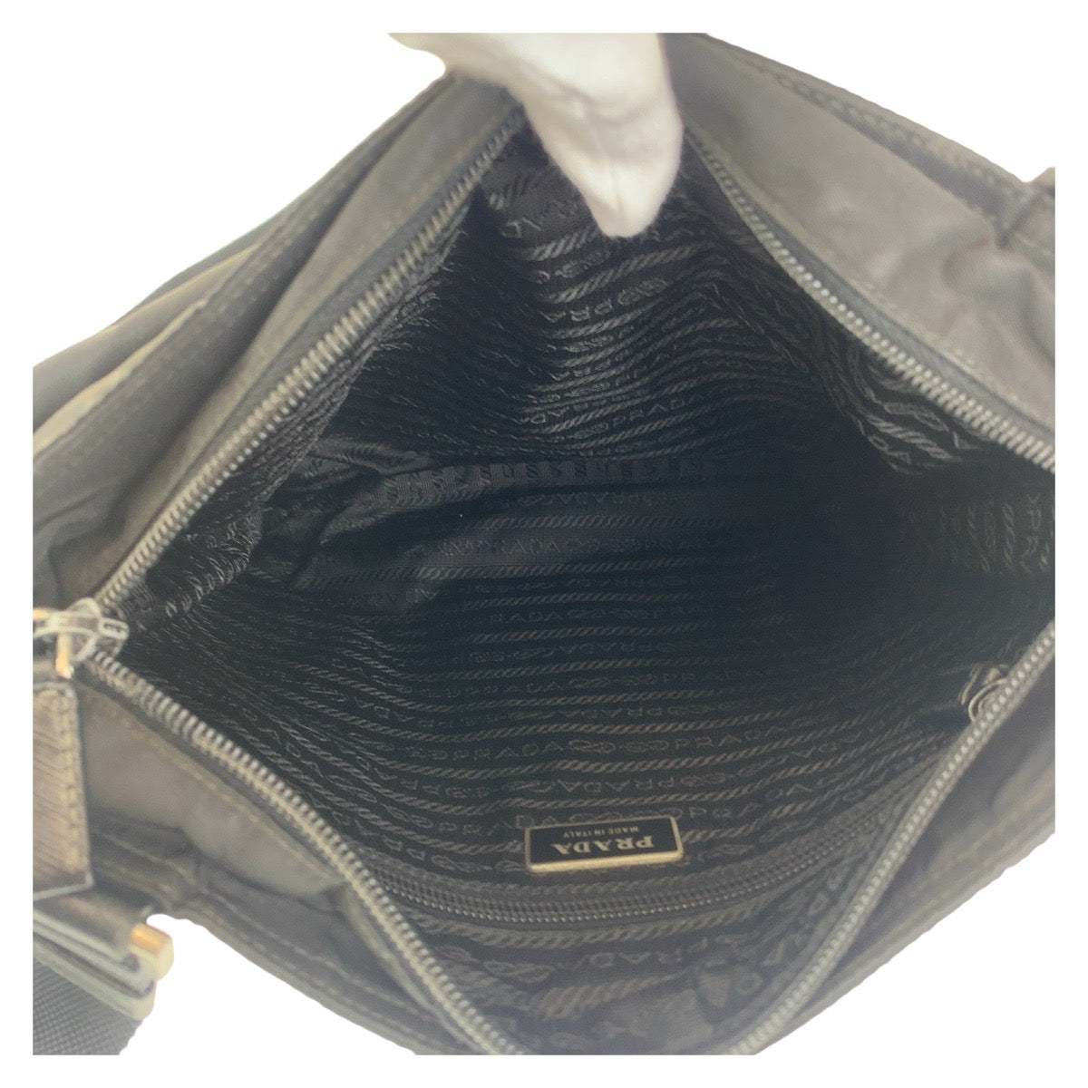 PRADA Shoulder Bag Nylon Black Silver Metal Crossbody Shoulder Bag Messenger Bag Test Triangle With logo mens Used Authentic