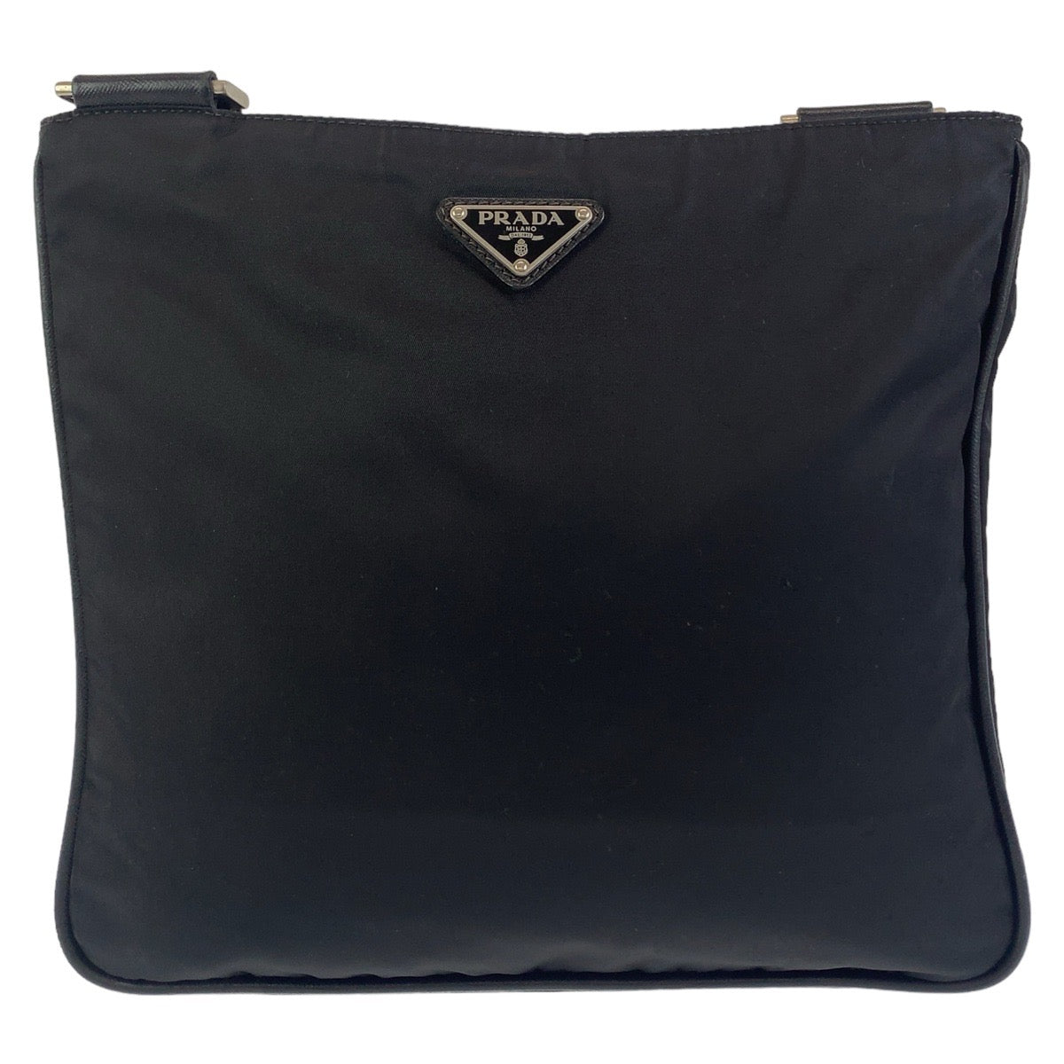 PRADA Shoulder Bag Nylon Black Silver Metal Crossbody Shoulder Bag Messenger Bag Test Triangle With logo mens Used Authentic