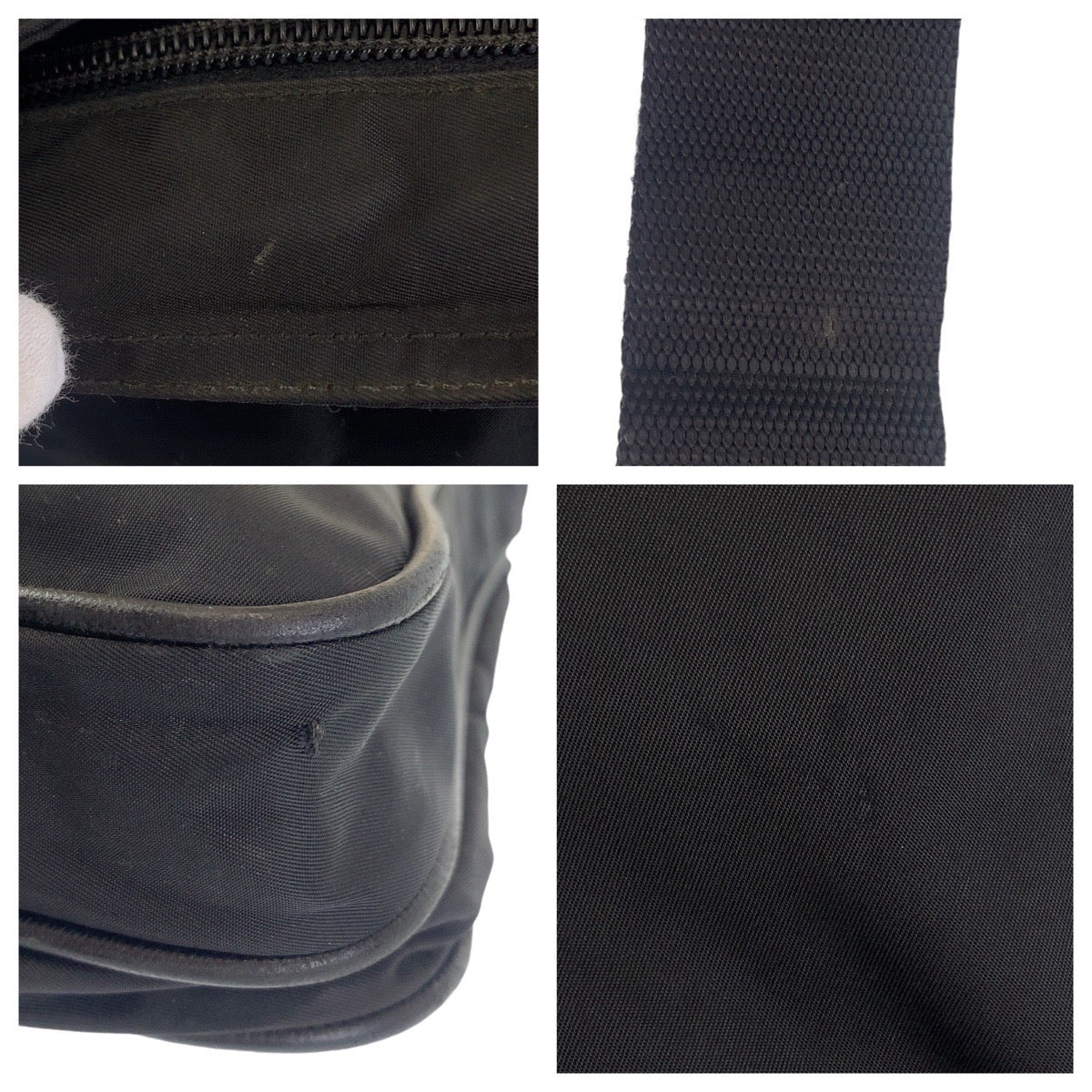 PRADA Shoulder Bag Nylon Black Silver Metal Crossbody Shoulder Bag Messenger Bag Test Triangle With logo mens Used Authentic