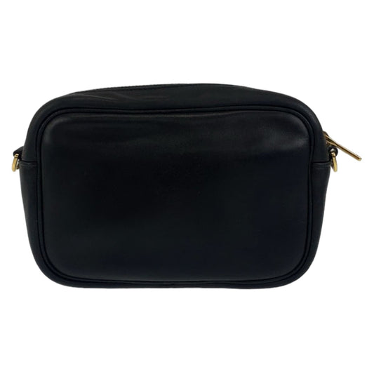 PRADA Shoulder Bag leather Black Red Gold Metal Crossbody Shoulder Bag Pochette Ribbon motif Women Used Authentic