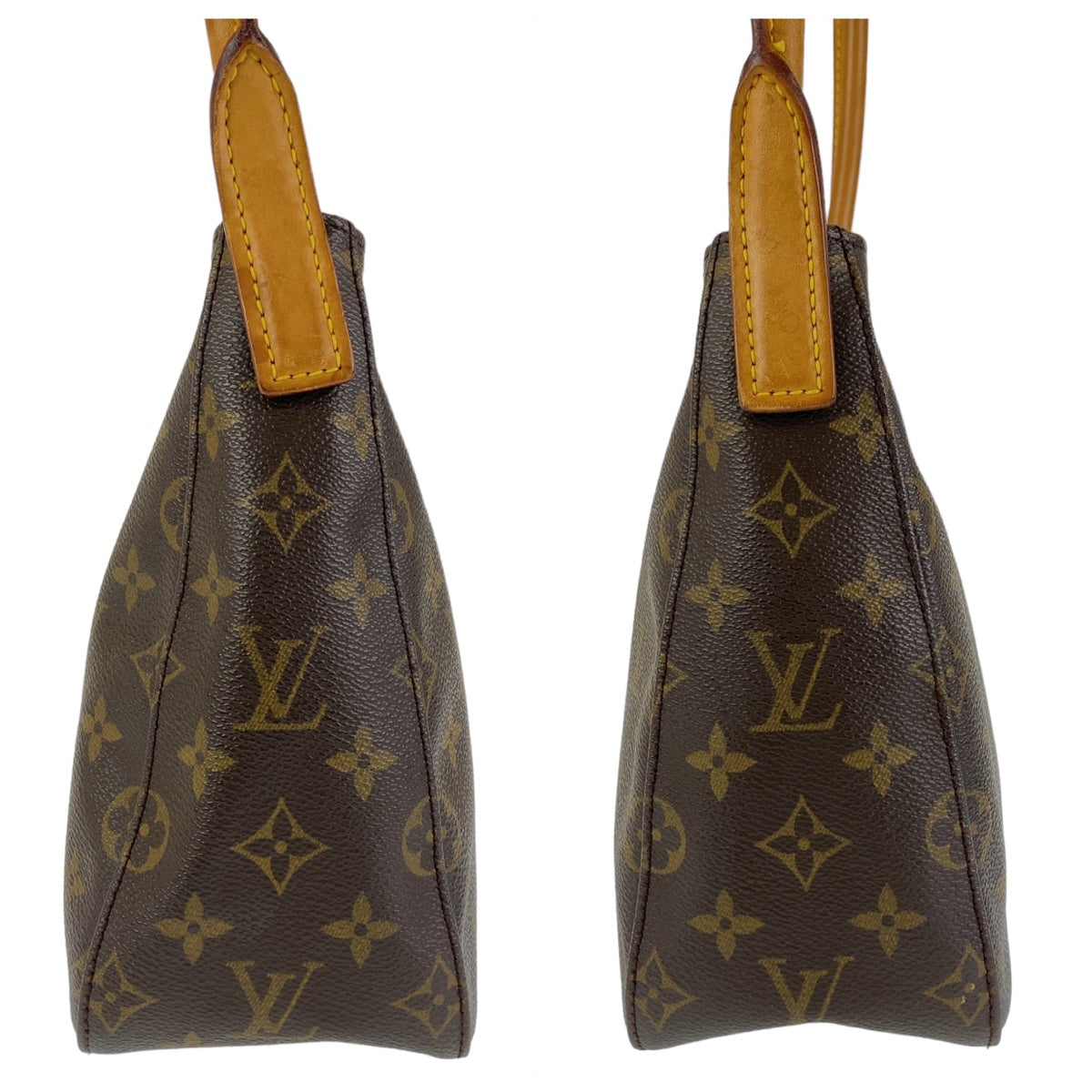 LOUIS VUITTON Shoulder Bag M51146 PVC Brown Gold Metal Shoulder Bag Monogram LoopingMM Women Used Authentic