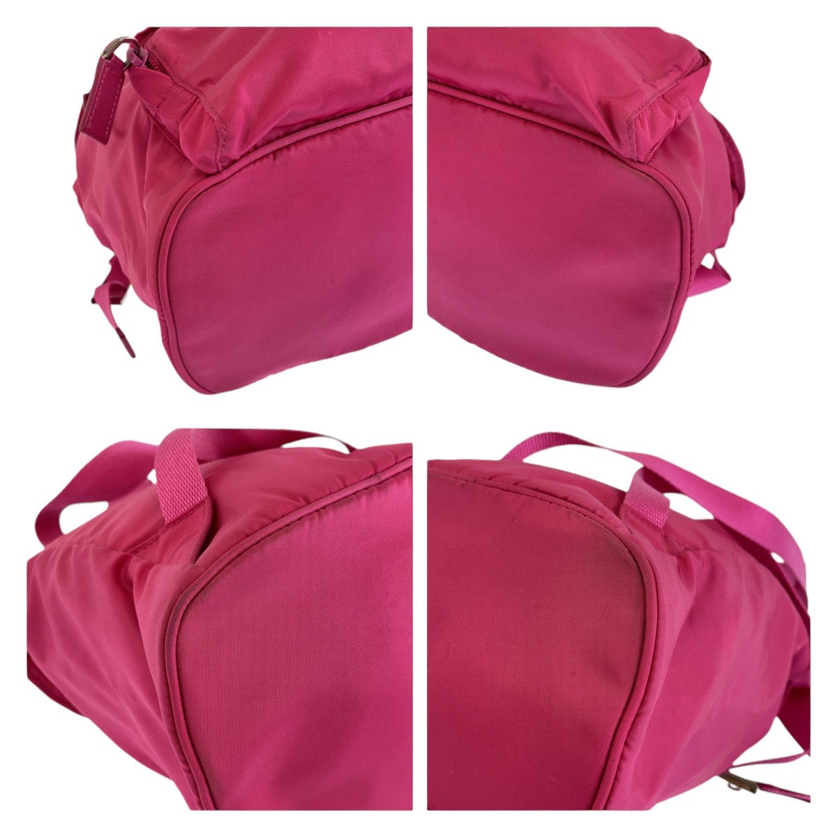 PRADA Backpack Nylon Pink SilverMetal Backpack Test Triangle With logo Women Used Authentic