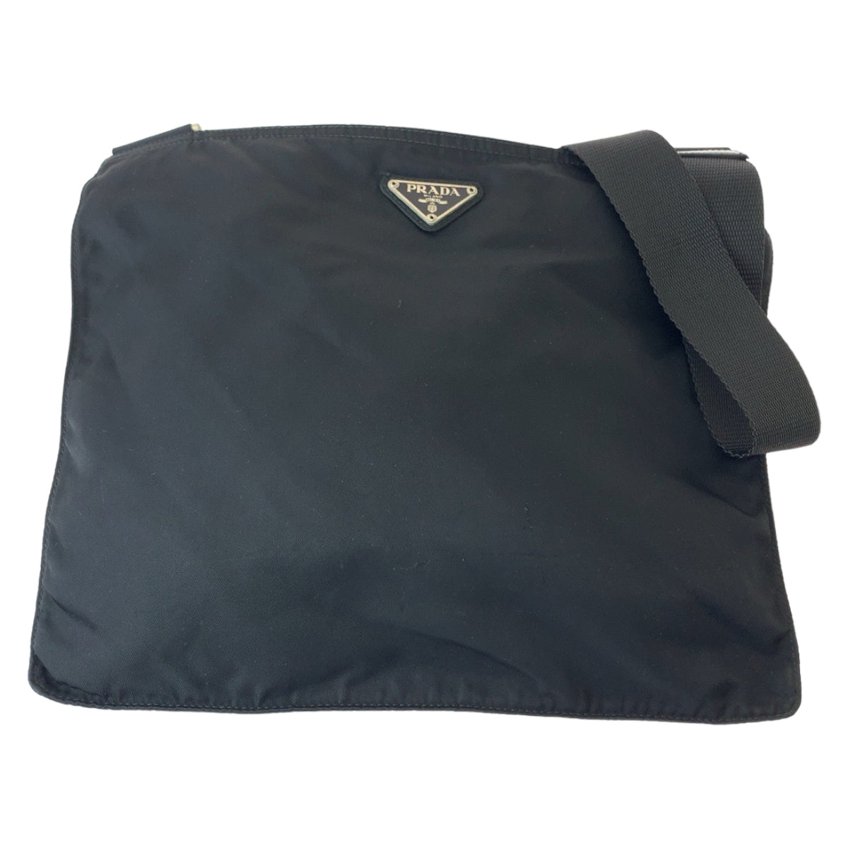 PRADA Shoulder Bag VA0053 Nylon Black Silver Metal Shoulder Bag Crossbody Pochette Unisex Test Triangle With logo Women Used Authentic