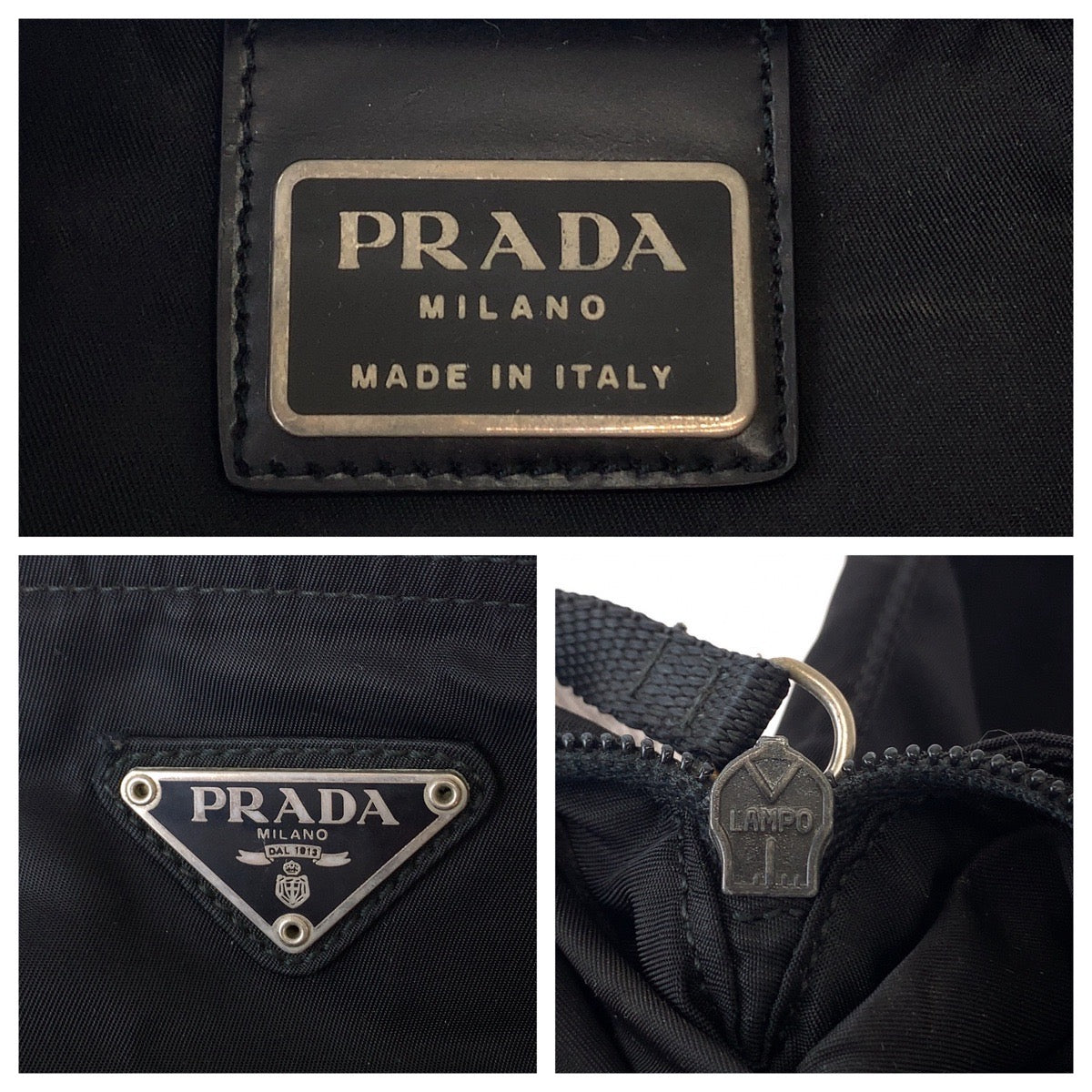 PRADA Shoulder Bag VA0053 Nylon Black Silver Metal Shoulder Bag Crossbody Pochette Unisex Test Triangle With logo Women Used Authentic