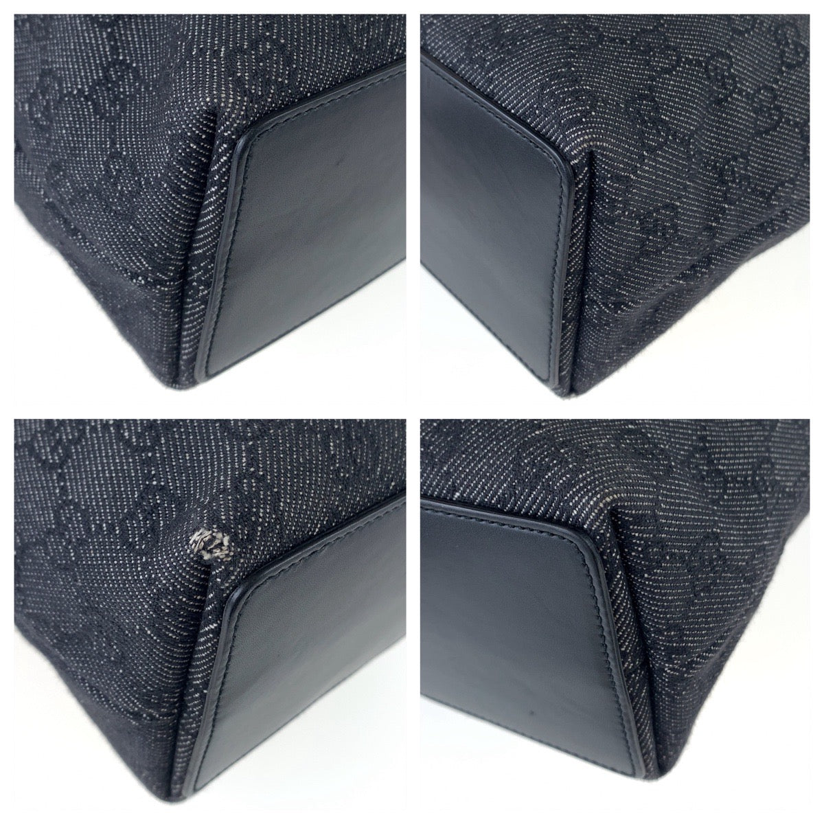 GUCCI Tote Bag 31244 GG canvas Black Silver Metal Tote Bag Shoulder Bag GG pattern Women Used Authentic