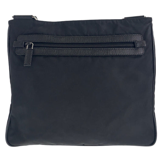 PRADA Shoulder Bag Nylon Black SilverMetal Crossbody Shoulder Bag Pochette Test Triangle With logo Women Used Authentic
