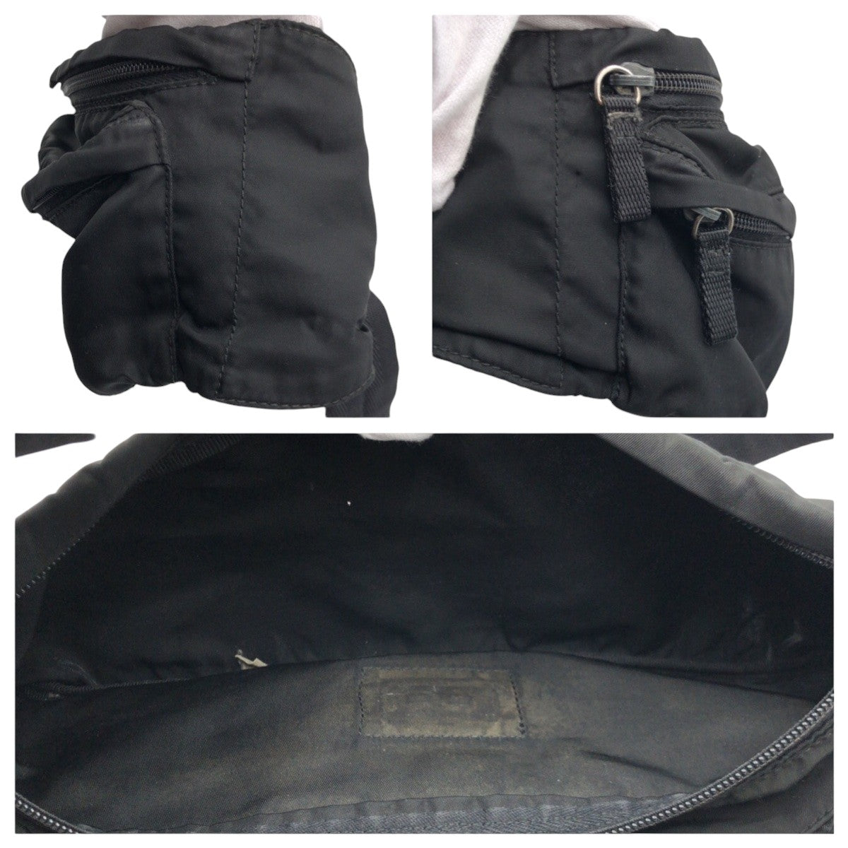 PRADA Sling bag Nylon Black black Sling bag Waist bag Test Triangle With logo mens Used Authentic