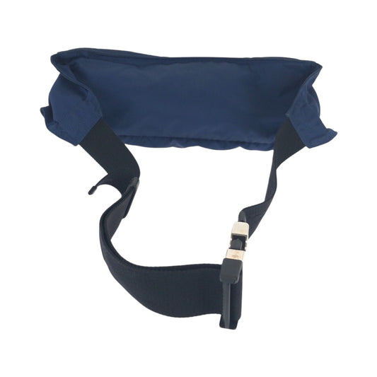 PRADA Waist bag Nylon Navy Black SilverMetal Waist Bag Bum Bag Test Triangle With logo mens Used Authentic