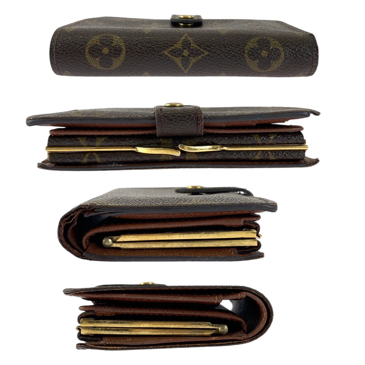 LOUIS VUITTON Bifold Wallet M61674 PVC Brown Gold Metal Purse Folding Wallet Compact Wallet Monogram Portefeuille Viennoiserie Women Used Authentic