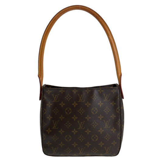 LOUIS VUITTON Shoulder Bag M51146 PVC Brown Gold Metal Shoulder Bag Monogram LoopingMM Women Used Authentic