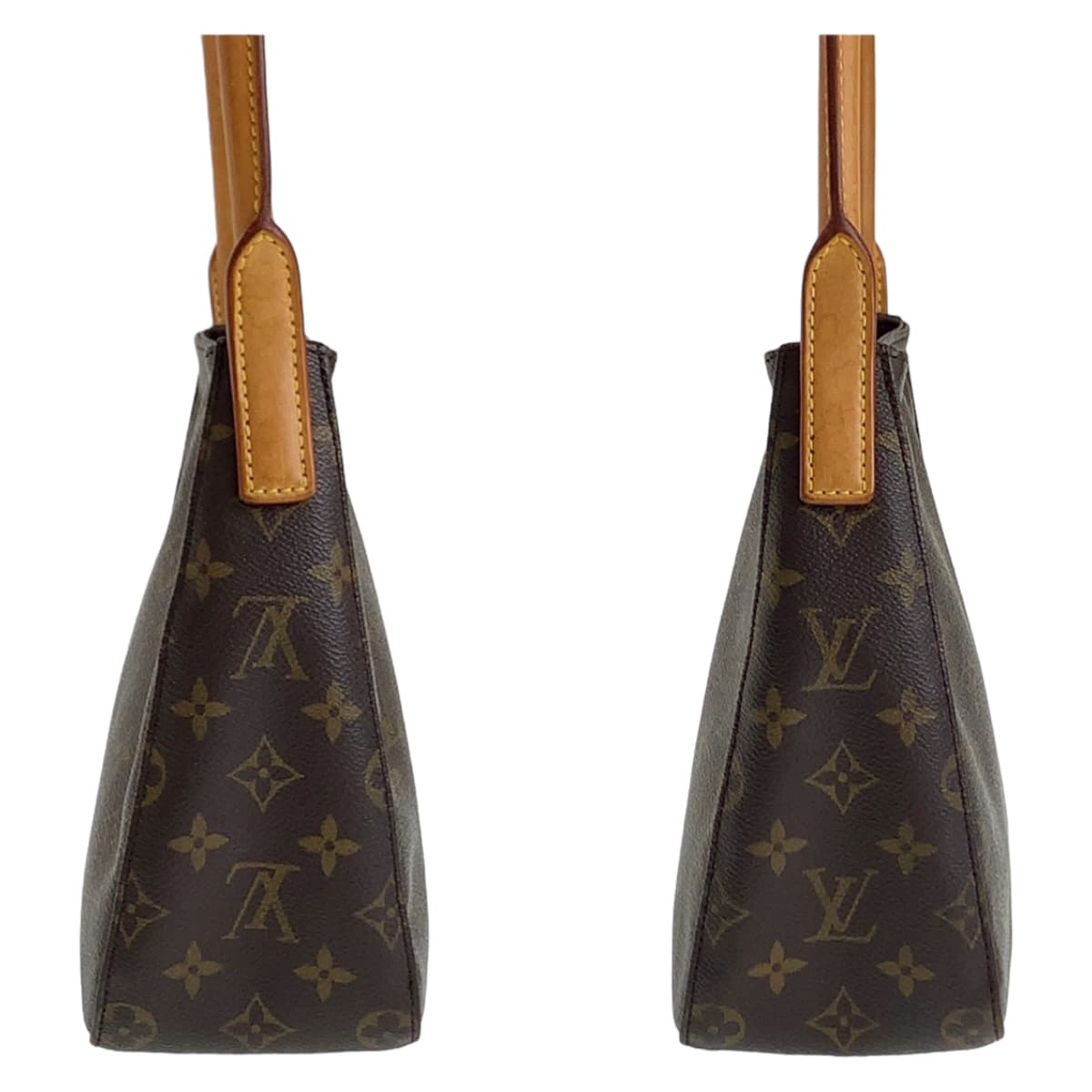 LOUIS VUITTON Shoulder Bag M51146 PVC Brown Gold Metal Shoulder Bag Monogram LoopingMM Women Used Authentic