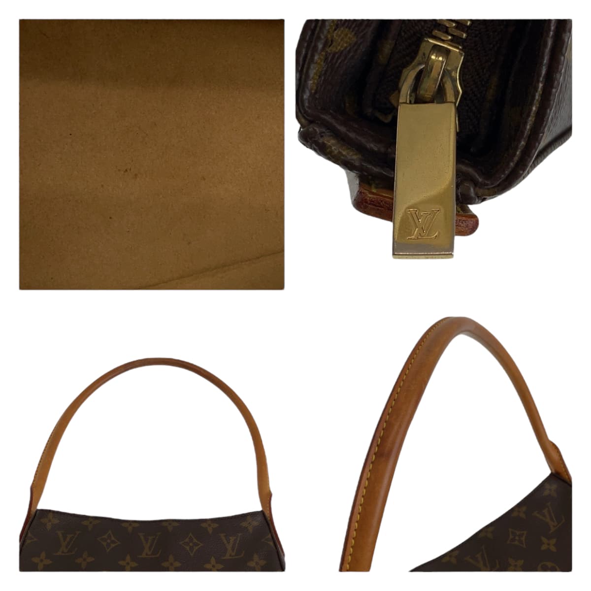LOUIS VUITTON Shoulder Bag M51146 PVC Brown Gold Metal Shoulder Bag Monogram LoopingMM Women Used Authentic