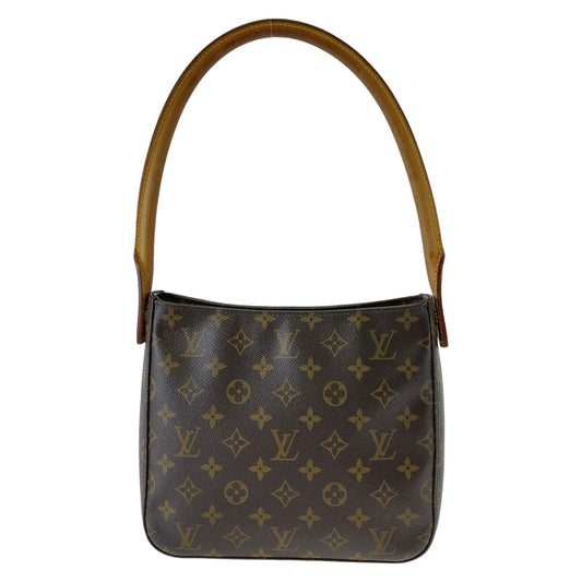 LOUIS VUITTON Shoulder Bag M51146 PVC Brown Gold Metal Shoulder Bag Monogram LoopingMM Women Used Authentic