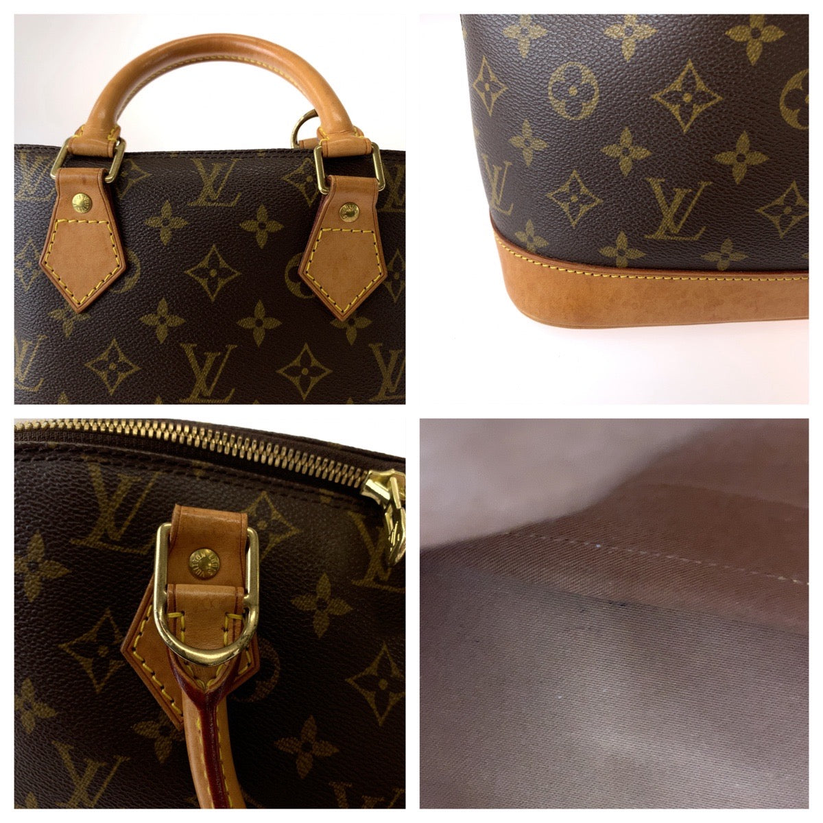 LOUIS VUITTON Handbag M51130 PVC Brown Gold Metal Handbag Monogram Alma Women Used Authentic