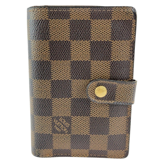 LOUIS VUITTON Bifold Wallet N61674 PVC Brown Gold Metal Purse Folding Wallet Compact Wallet Damier Ebene Portefeuille Viennoiserie Women Used Authentic