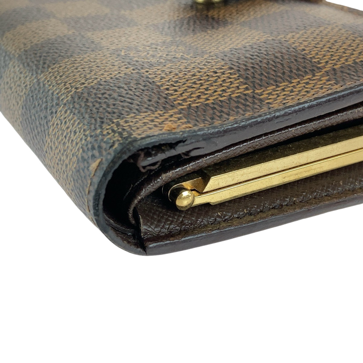 LOUIS VUITTON Bifold Wallet N61674 PVC Brown Gold Metal Purse Folding Wallet Compact Wallet Damier Ebene Portefeuille Viennoiserie Women Used Authentic