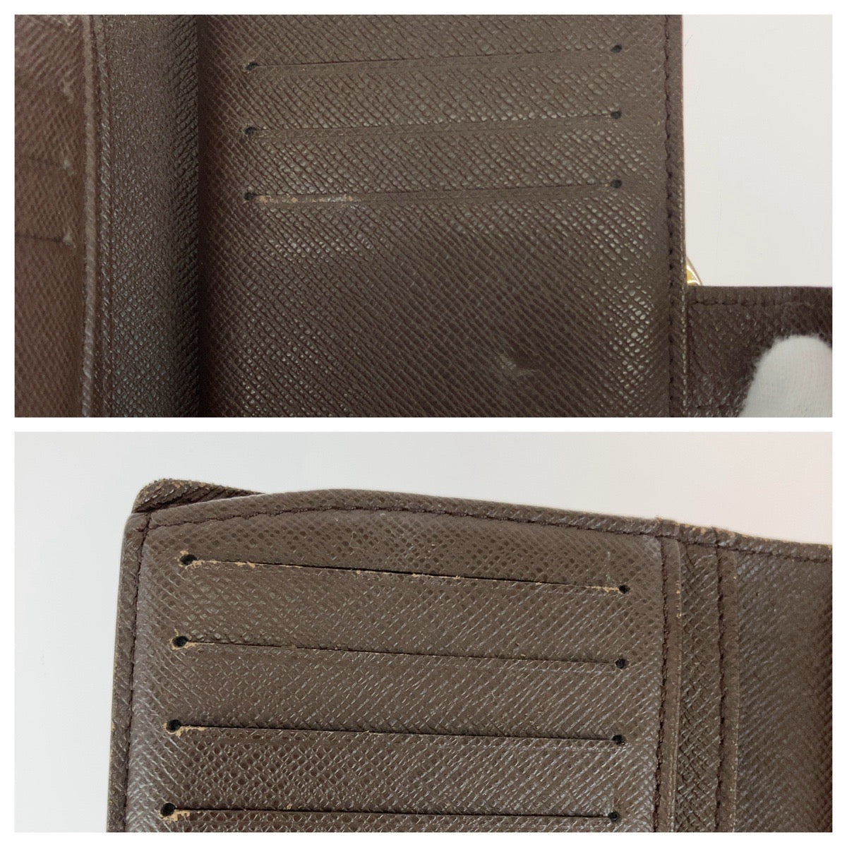 LOUIS VUITTON Bifold Wallet N61674 PVC Brown Gold Metal Purse Folding Wallet Compact Wallet Damier Ebene Portefeuille Viennoiserie Women Used Authentic