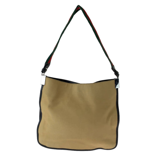 GUCCI Shoulder Bag 001 4321 canvas Beige Red Green SilverMetal Hobo One Shoulder Bag Sherry line Women Used Authentic