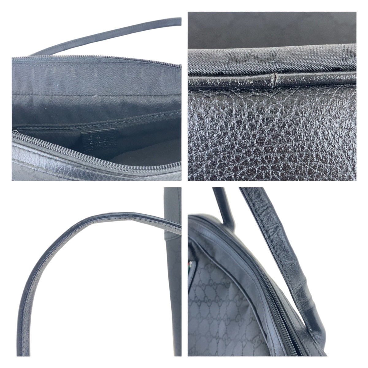GUCCI Shoulder Bag 293594 Nylon, Leather Black Silver Metal Shoulder Bag handbag Sherry line Women Used Authentic