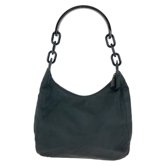 PRADA Shoulder Bag Nylon Black SilverMetal One Shoulder Bag, Plastic Handle Test Triangle With logo Women Used Authentic