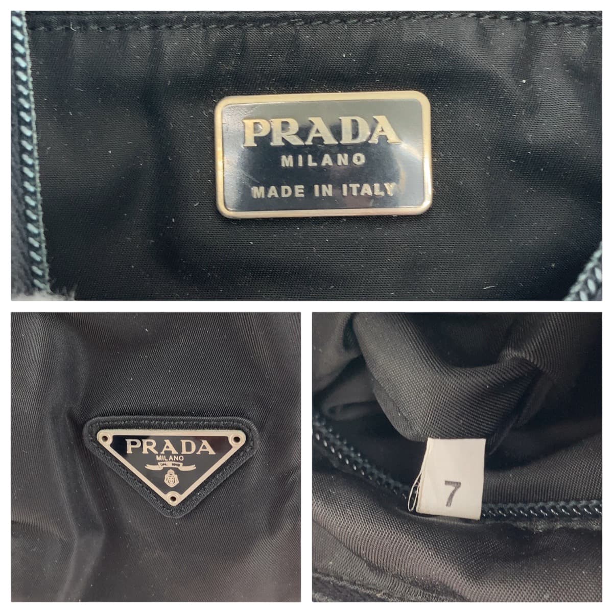 PRADA Shoulder Bag Nylon Black SilverMetal One Shoulder Bag, Plastic Handle Test Triangle With logo Women Used Authentic