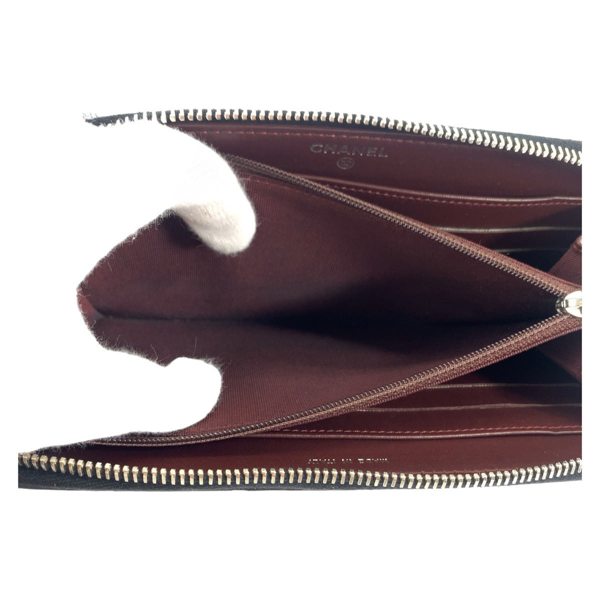 CHANEL Long Wallet Purse lambskin Black SilverMetal Long Wallet Purse Zip Around Matrasse COCO Mark Women Used Authentic