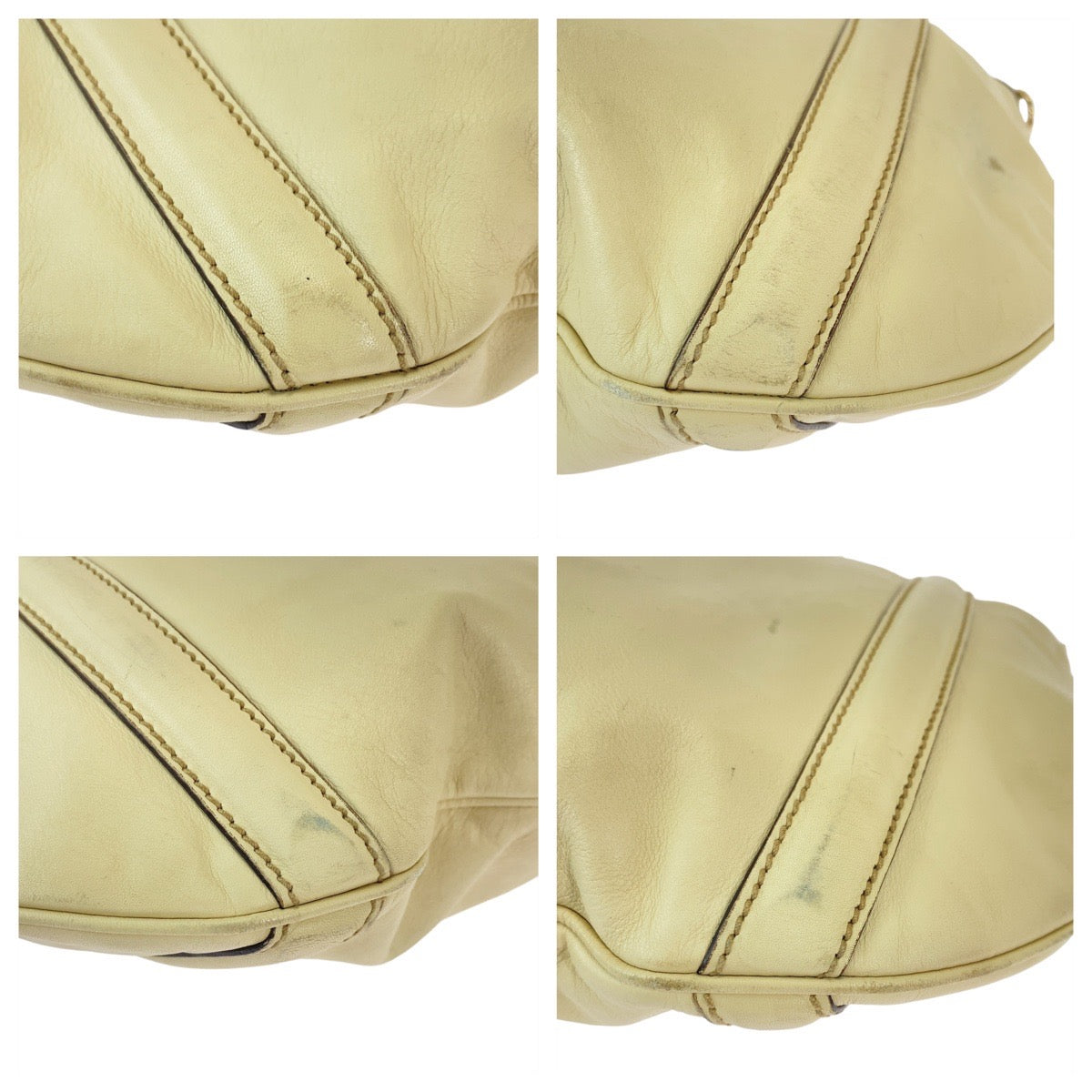 GUCCI Tote Bag 162336 leather White Beige Gold Metal Tote Bag Shoulder Bag Interlocking Newbrit Women Used Authentic