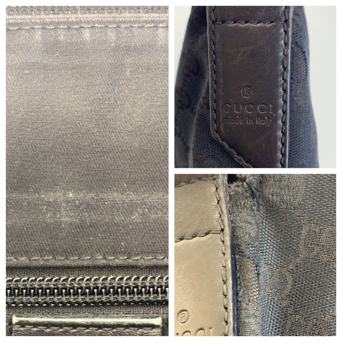 GUCCI Shoulder Bag 145857 GG canvas, leather Black SilverMetal Shoulder Bag Pochette Unisex Women Used Authentic
