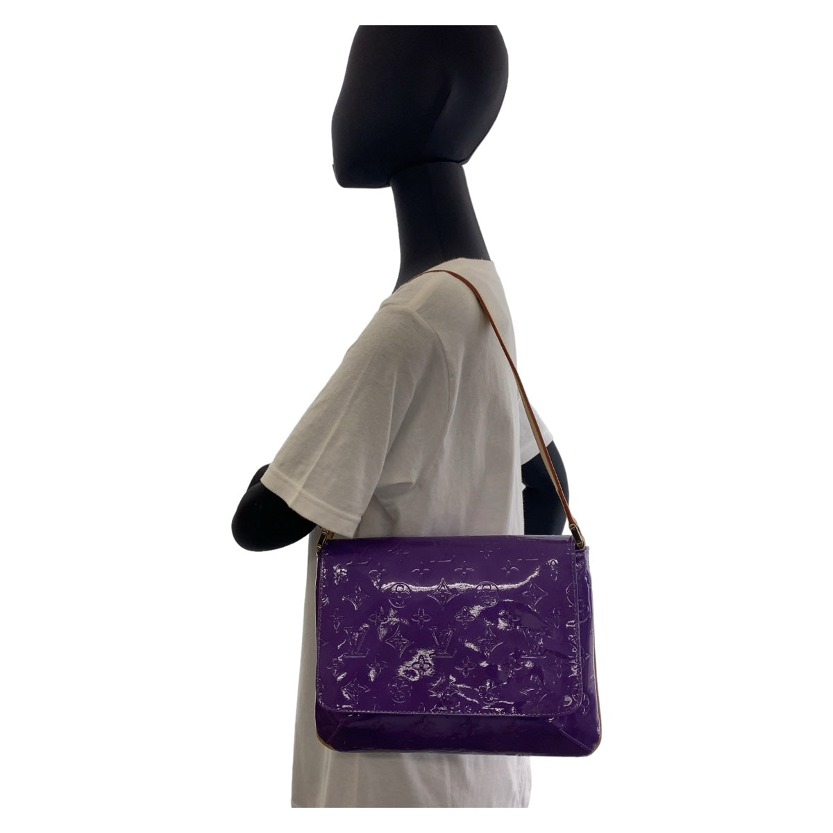 LOUIS VUITTON Shoulder Bag M91214 patent leather , leather Purple Gold Metal Shoulder Bag Vernis Thompson Street Women Used Authentic