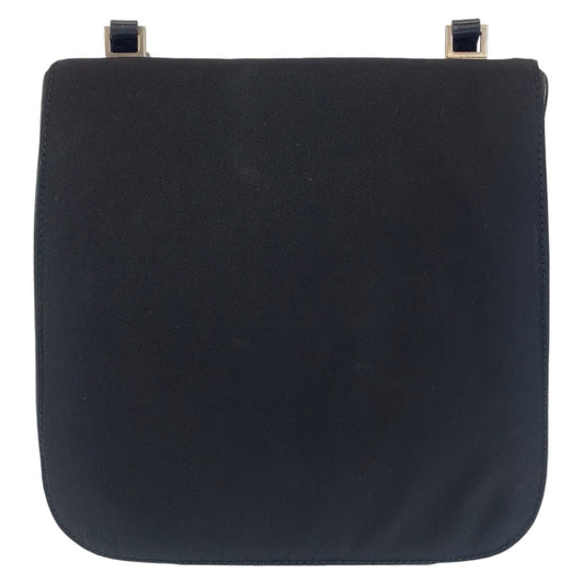 PRADA Shoulder Bag Nylon Black SilverMetal Crossbody Shoulder Bag Pochette Test Triangle With logo Women Used Authentic
