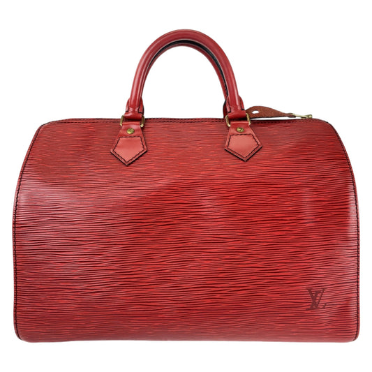 LOUIS VUITTON Handbag M43007 leather Castilian Red Gold Metal Handbags Mini Boston Duffel bag Epi Speedy 30 Women Used Authentic