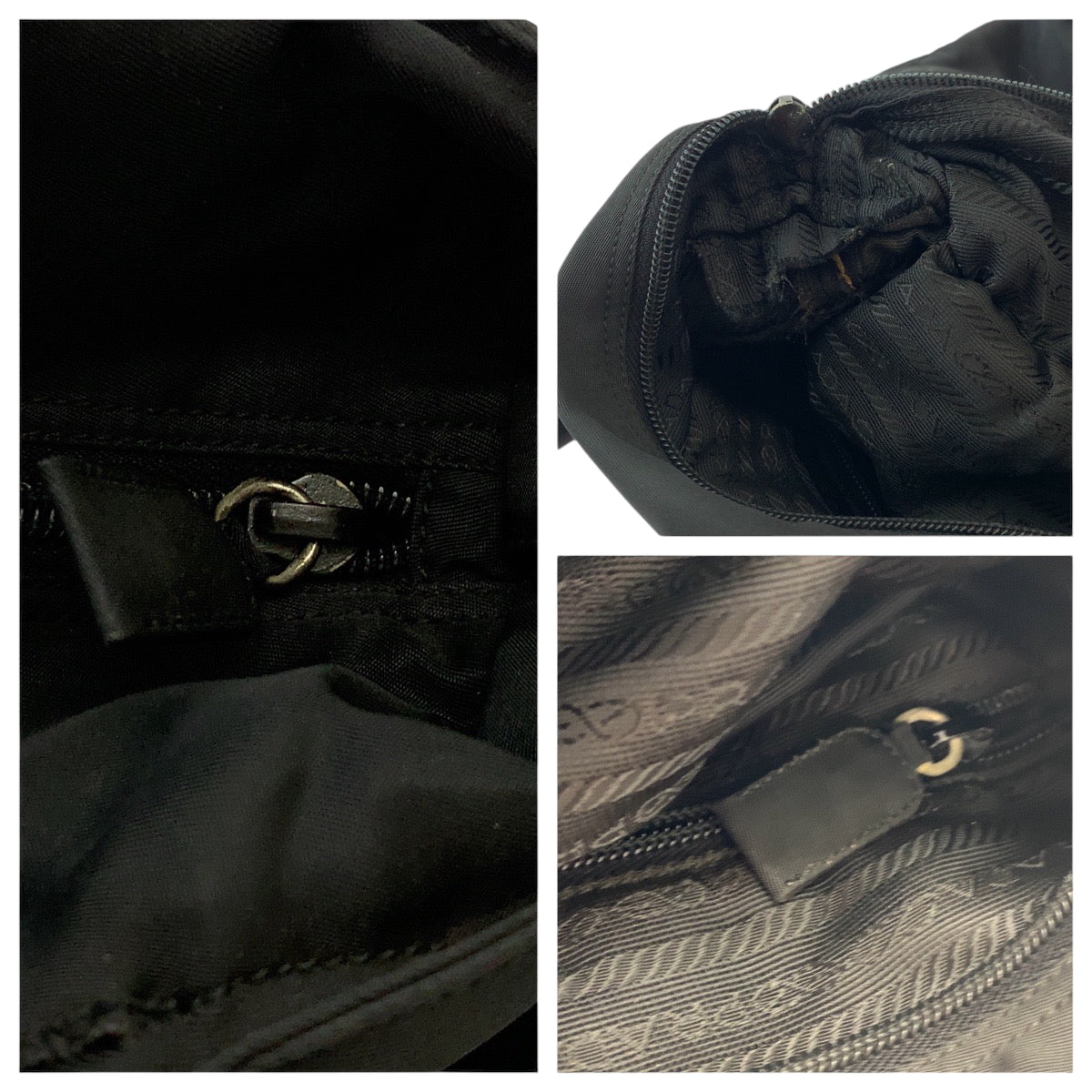 PRADA Handbag Nylon Black SilverMetal Handbag Tote Bag Test Triangle With logo Women Used Authentic