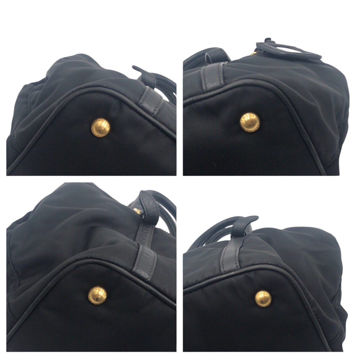 PRADA Shoulder Bag Nylon, Leather Black GoldMetal Shoulder Bag Handbag 2WAY Test Women Used Authentic