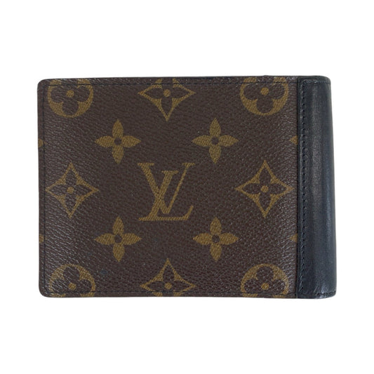 LOUIS VUITTON Bifold Wallet M60411 PVC, Leather Brown Black SilverMetal Folding wallet Compact wallet Monogram Macasa Portefeuille Mindoro mens Used Authentic