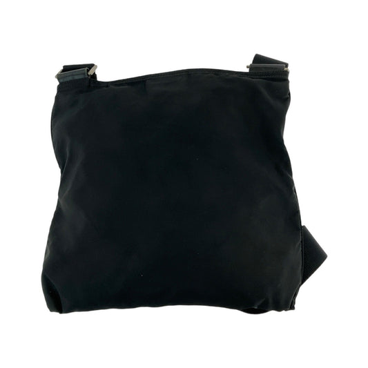PRADA Shoulder Bag Nylon Black SilverMetal Crossbody Shoulder Bag Pochette Test Triangle With logo Women Used Authentic