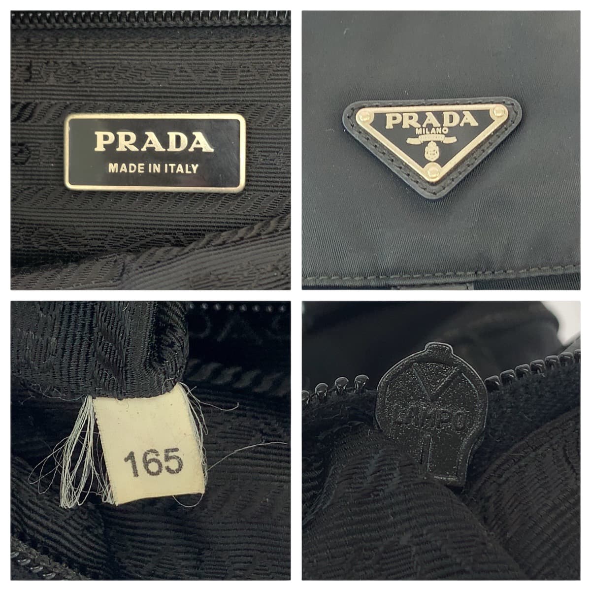 PRADA Shoulder Bag BT8994 Nylon Black SilverMetal Crossbody Shoulder Bag Pochette Test Triangle With logo mens Used Authentic