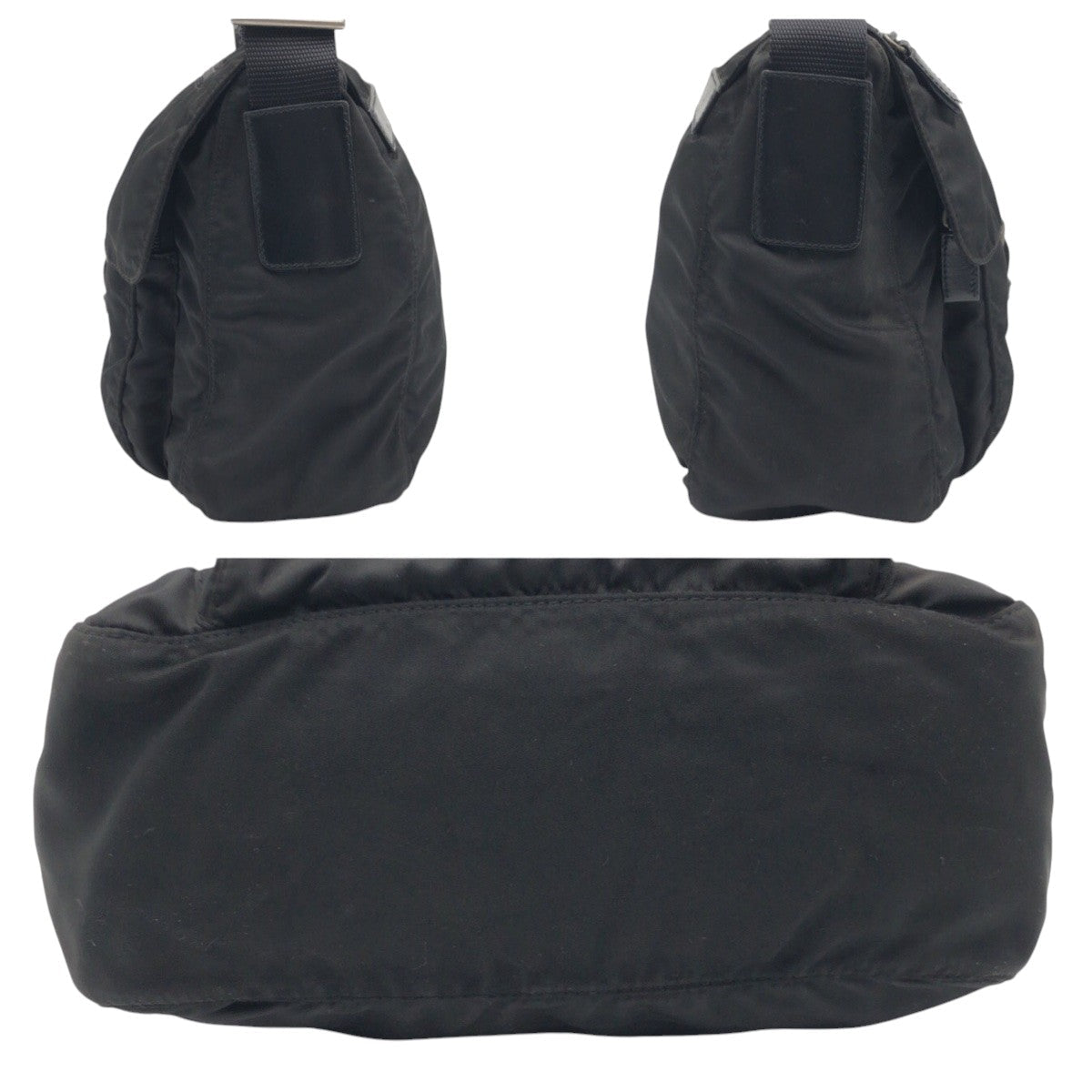PRADA Shoulder Bag Nylon Black black Shoulder back pochette Test Triangular logo mens Used Authentic
